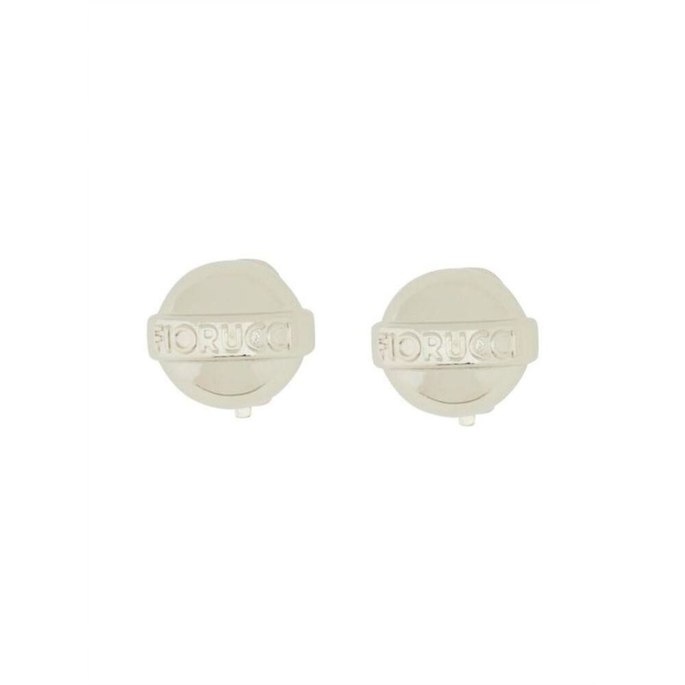FIORUCCI Embossed Logo Stud Earrings Women SILVER
